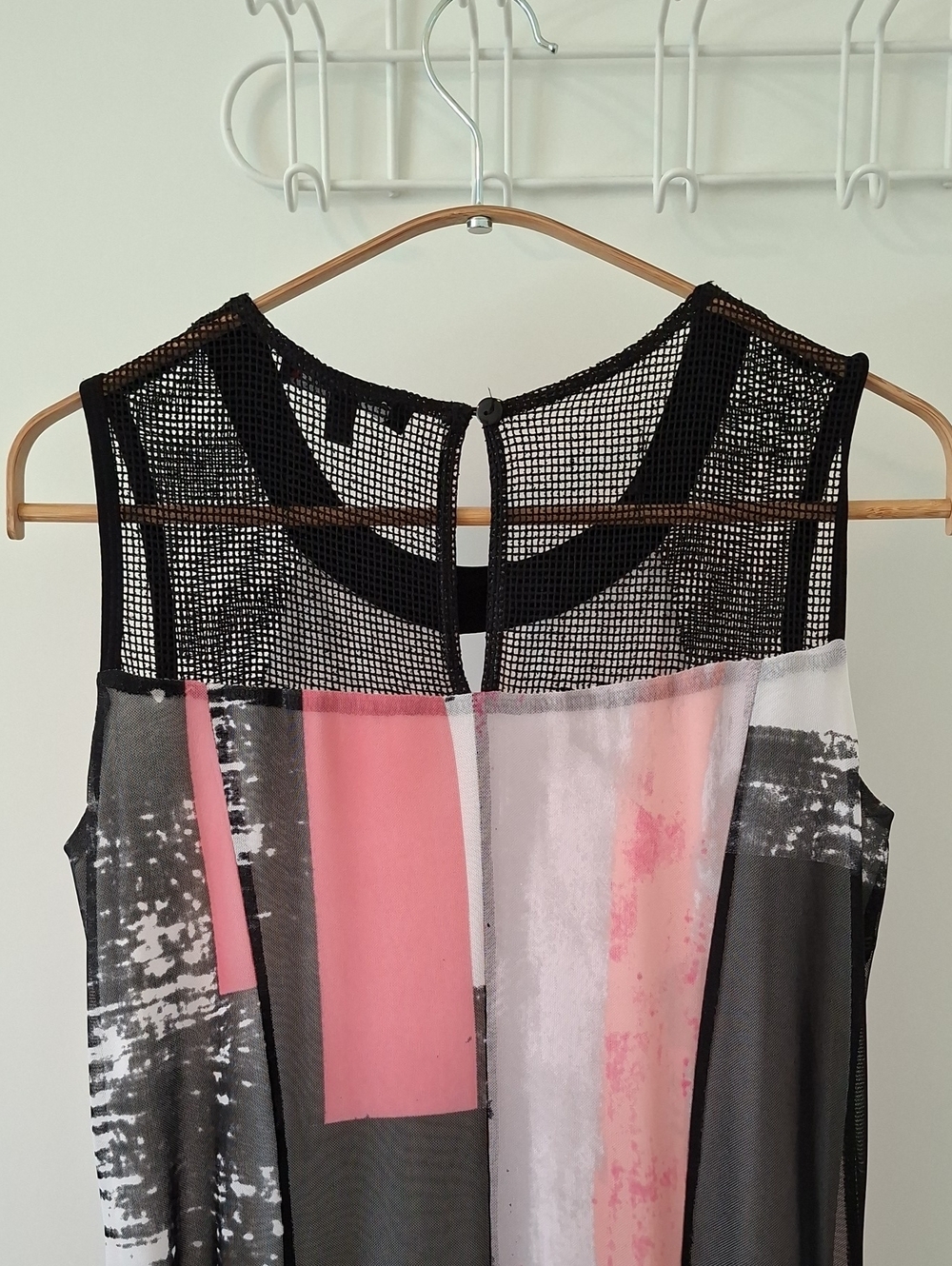 Picadilly Artsy Pink & Black Sleeveless Abstract Sheer/Flowy Maxi Dress (Size S) - Picture 6 of 7